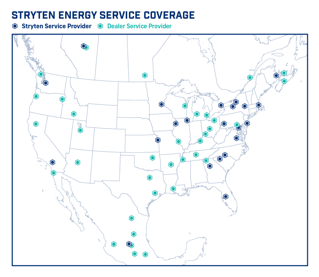 Stryten Motive Power Service Coverage Map